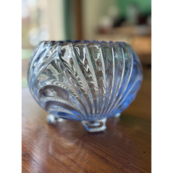 Vintage Elegant Glass Cambridge Blue Caprice Footed Rose Bowl 4.5" Tall - Picture 2 of 16